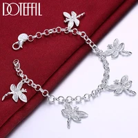 doteffil 925 sterling silver five dragonfly bracelets chain for women wedding engagement party jewelry
