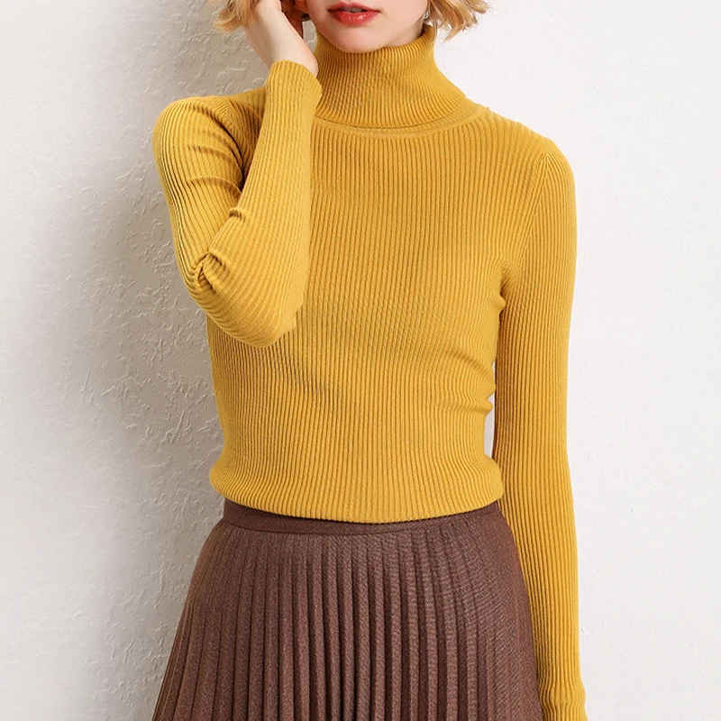 2021 базовый свитер с высоким воротником женские топы мягкие теплые облегающие