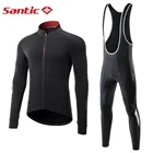 Santic комплекты для велоспорта, зимние мужские куртки для велоспорта, теплые велосипедные штаны, флисовый спортивный костюм, термальные костюмы MTB, велосипедные ветрозащитные