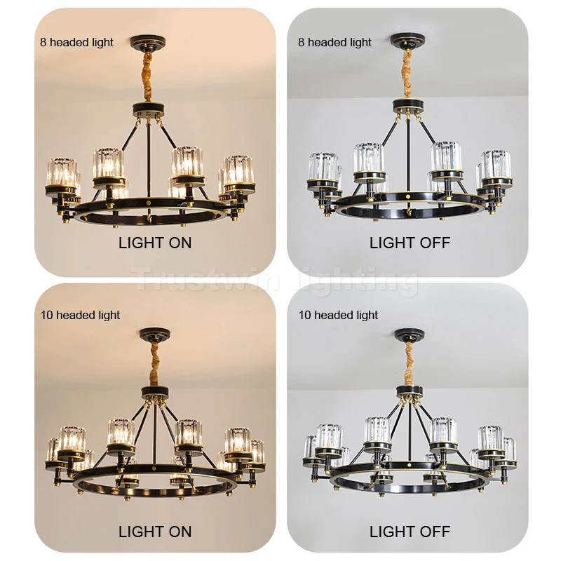 Американская Роскошная стеклянная Хрустальная светодиодная Подвесная лампа