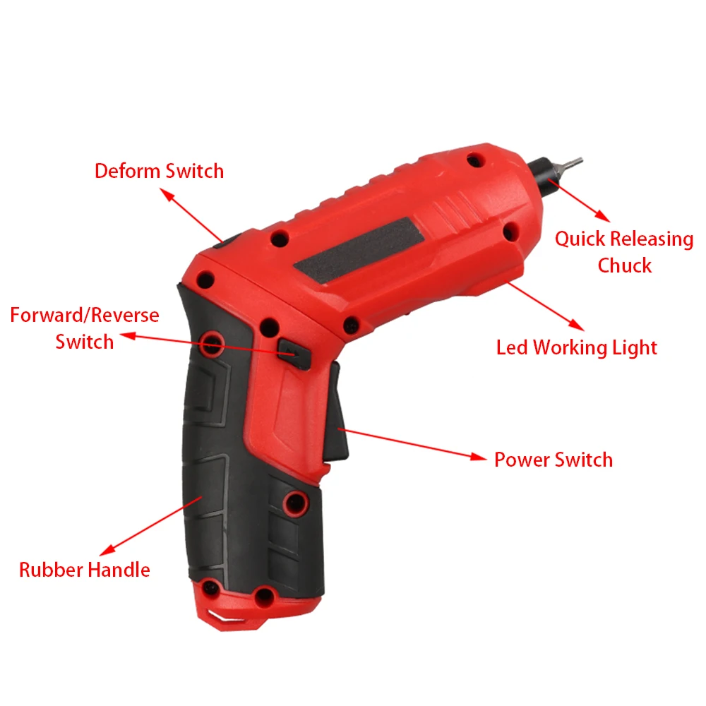 Electric Screwdriver 4V Lithium-Ion Cordless Kit Rechargeable Led Light Home Use Repair Tool light Power | Инструменты