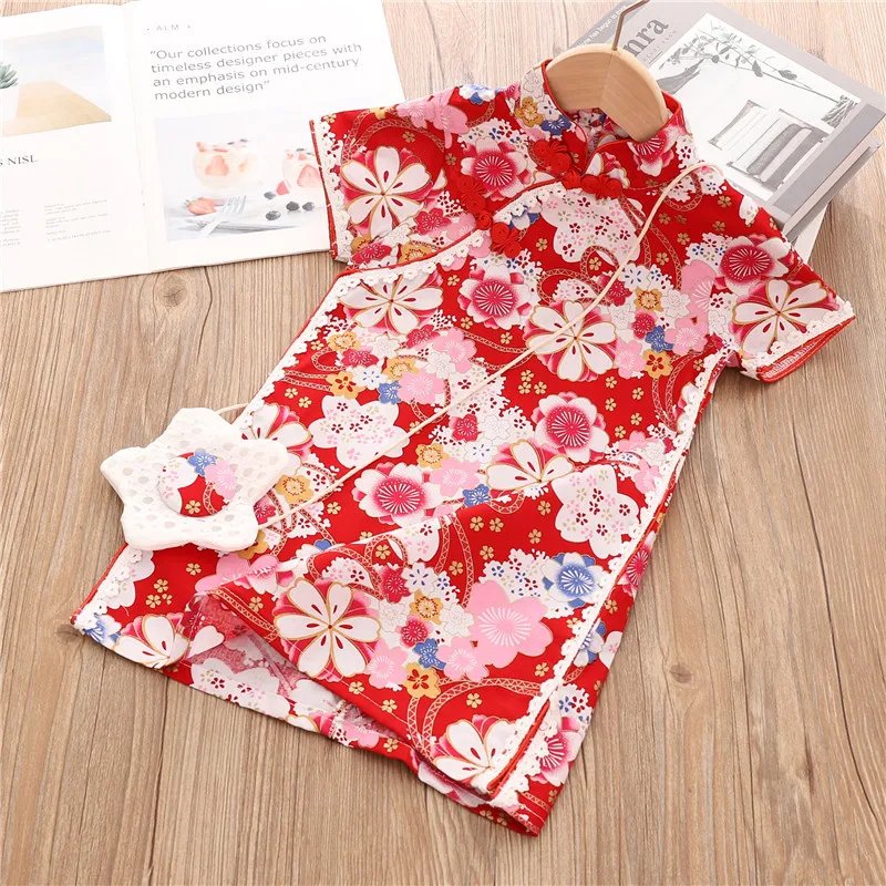 Детское хлопковое платье Ципао 90-150 см