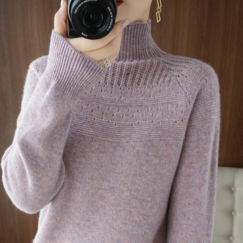 

Водолазка Lafarvie с вырезами, шерстяной свитер, женские топы, зимняя модная теплая трикотажная одежда с длинным рукавом, Женский пуловер, 2021