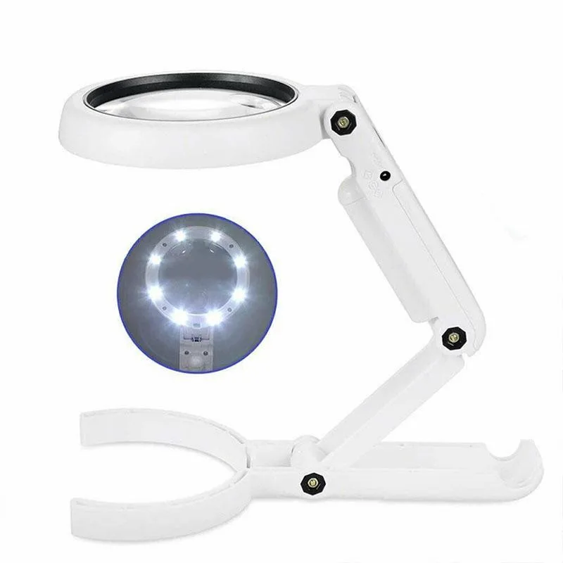 

5/11X Magnifying Glass Use Table Lamp Super Stand Non Slip Repair Hand Held 8 LED Simple Authenticate Jewelry Home