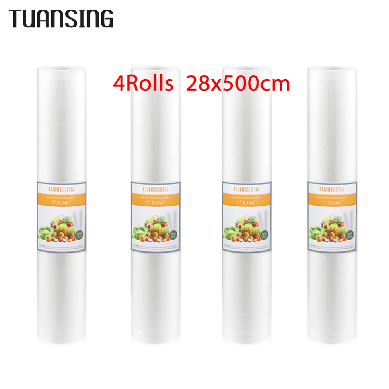 4 rolls 28cm bags Кухонные пищевые вакуумные пакеты для запечатывающего устройства для сохранения свежести продуктов вакуумная сумка сумки для хранения вакуумного упаковщика вакуумная упаковка 4 рулона - Цвет: 4 rolls 28cm bags
