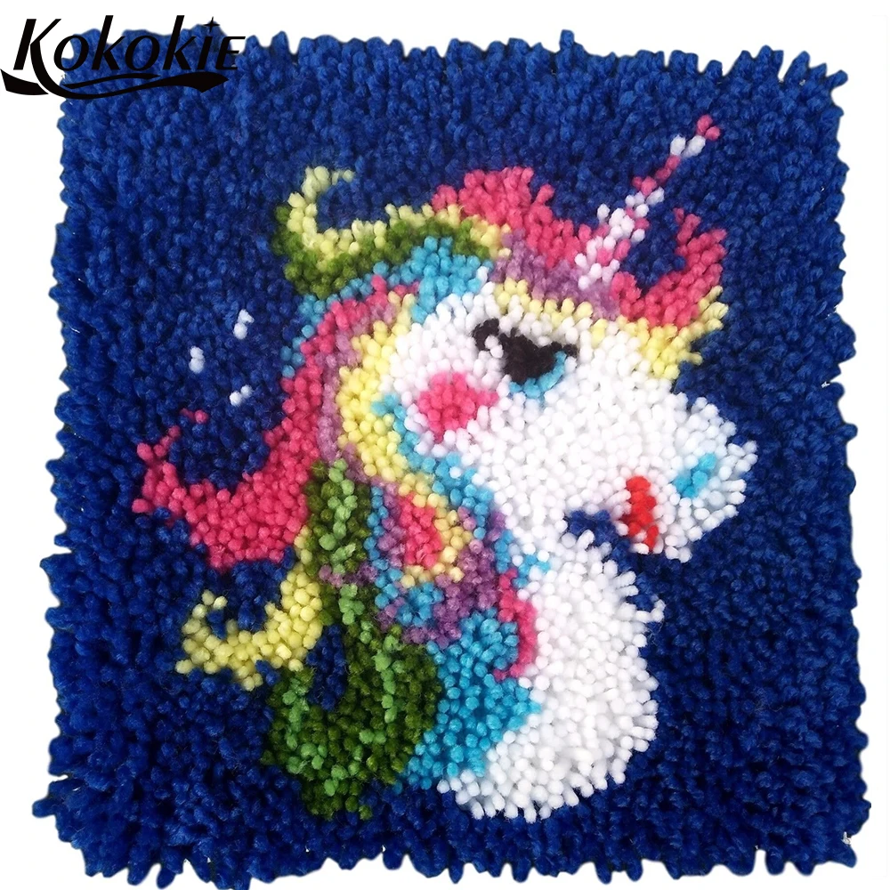 

Diy ковер Единорог наборы гобеленов knooppakket klink haak kleed 3d крючок с защелкой ковер из мультфильма вязание крючком вышивка аксессуары для пряжи