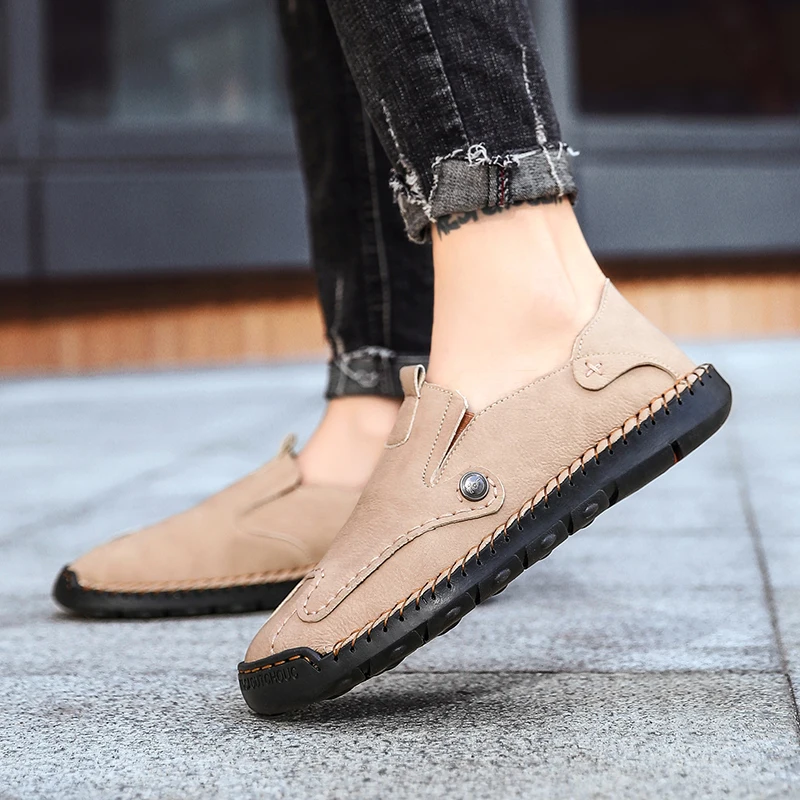

New Spring Autumn Mens Shoes Comfortable Leather Men Casual Shoes High Quality Fashion Loafers Breathable Flats Men's Driving