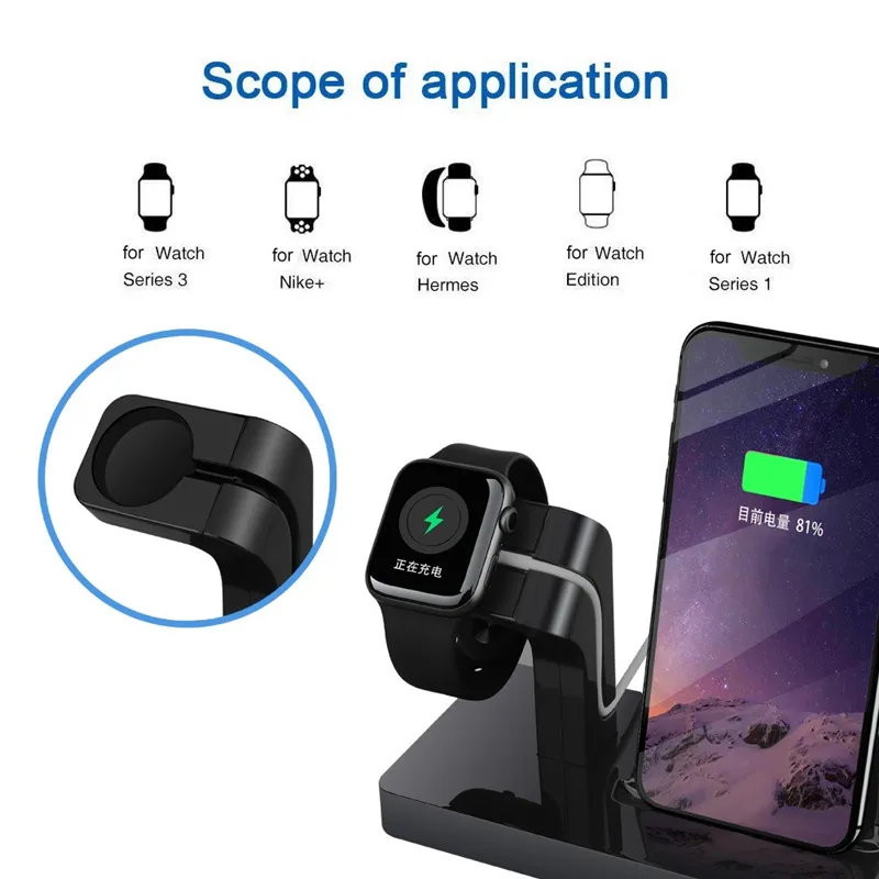 Зарядное устройство 2 в 1 для Apple Watch 5 4 3 беспроводное зарядное iPhone 7 8 + 11 Pro XS Max XR i