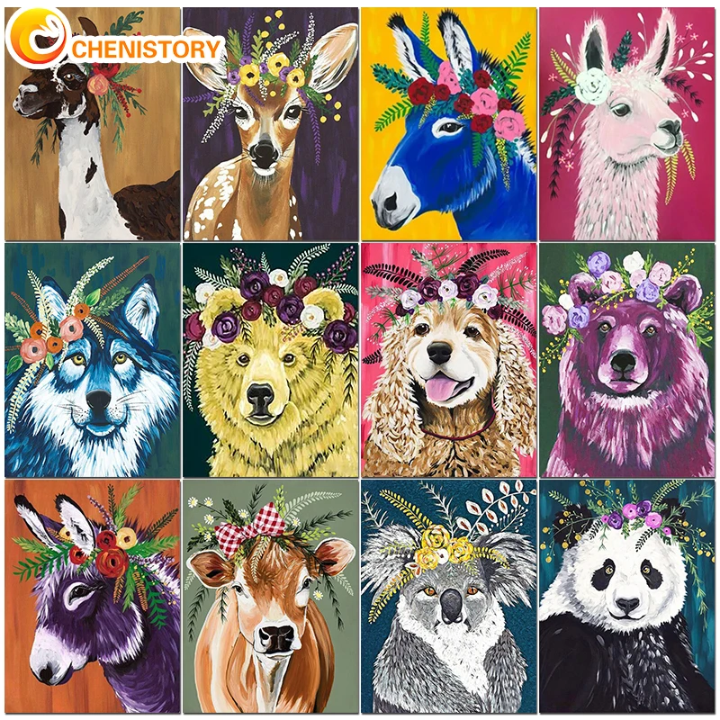 

CHENISTORY DIY Oil Painting By Numbers Art On Canvas Drawing Animal Painting HandPaint Adults Kit Coloring By Number Home Decor