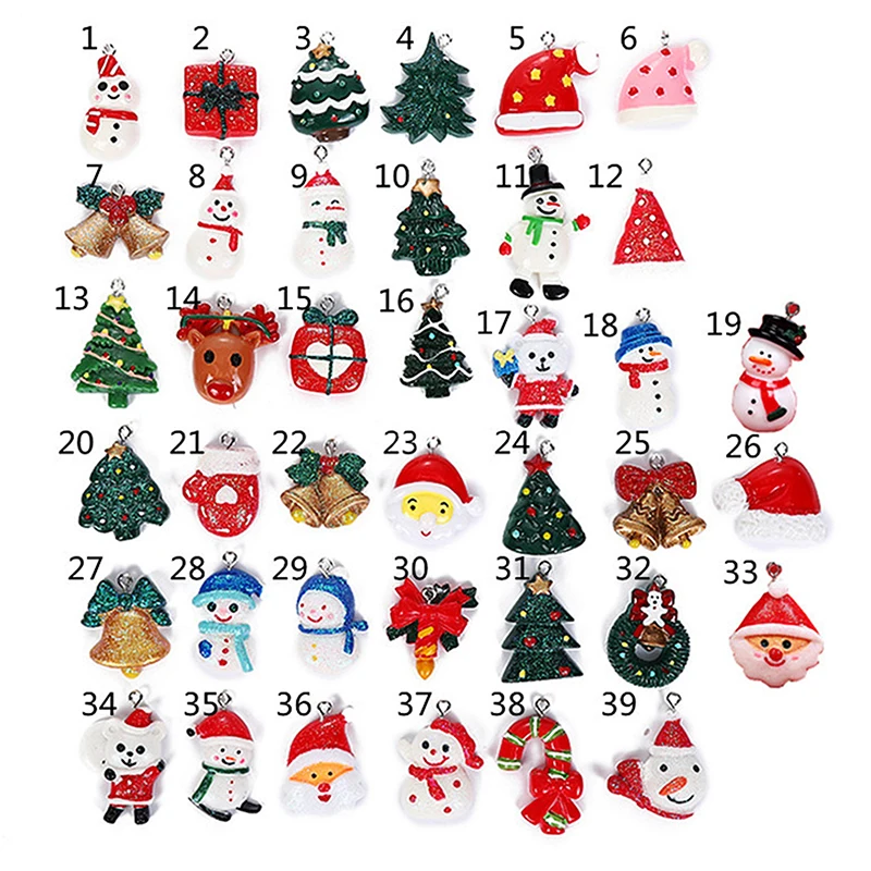 

5Pcs Resin Charms Chirstmas Series Snowman Santa Claus Pendants Accessories