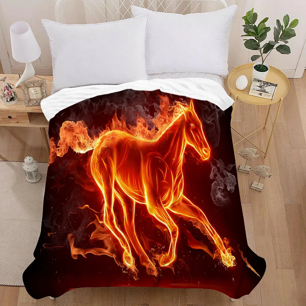 

Одеяло сияющее разноцветное с принтом животных, покрывало для постельного белья с принтом тигровой лошади, подарок на весну, лето, осень