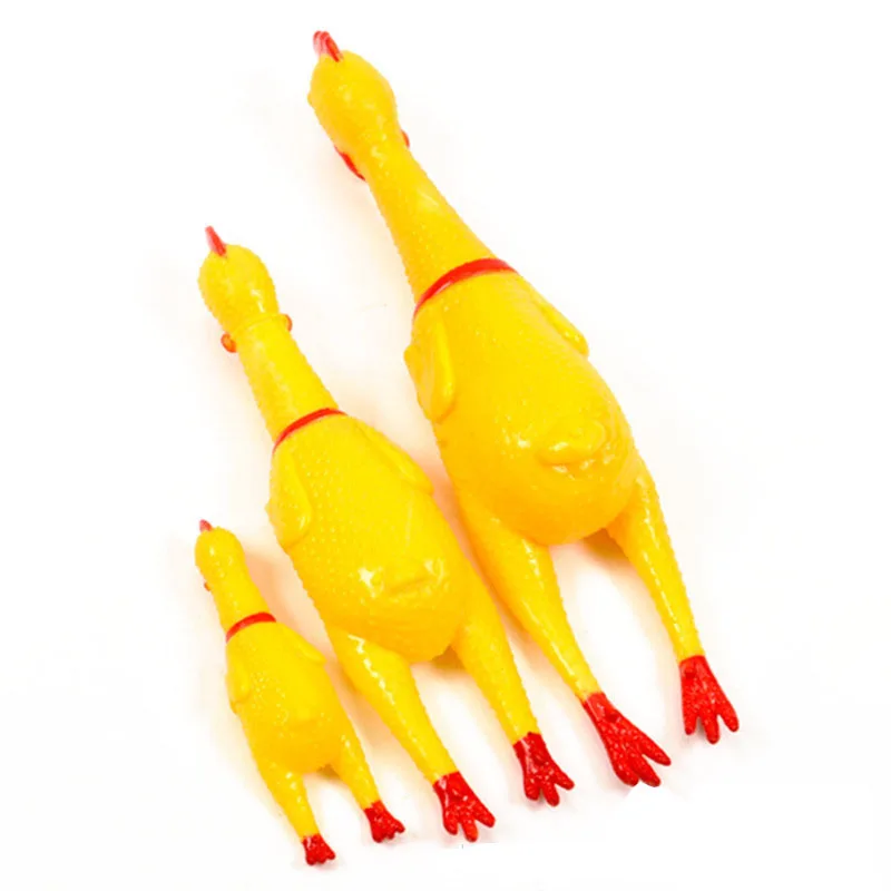 32/17cm Children's Jokes Novelty Rubber Squeeze Pet Dog Toy Yellow Sound Screaming Shrilling Chicken Funny Toys for Kids | Игрушки и