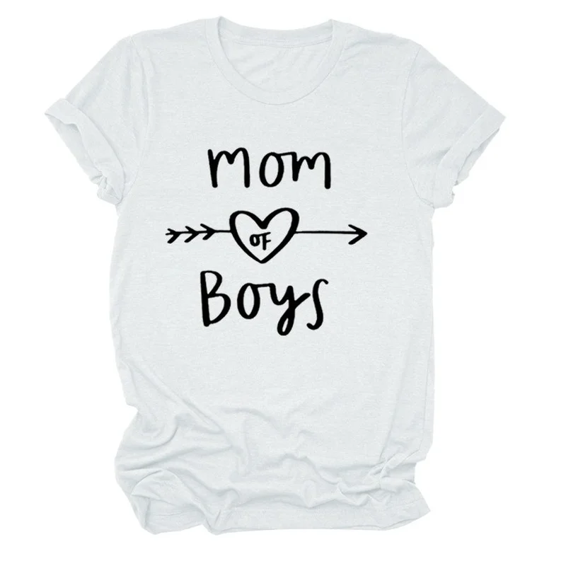 

Mom of Boys Alphabet Short-sleeved T-shirt Oversized T Shirt for Women