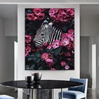 Картина на холсте с изображением цветов животных оленя леопарда