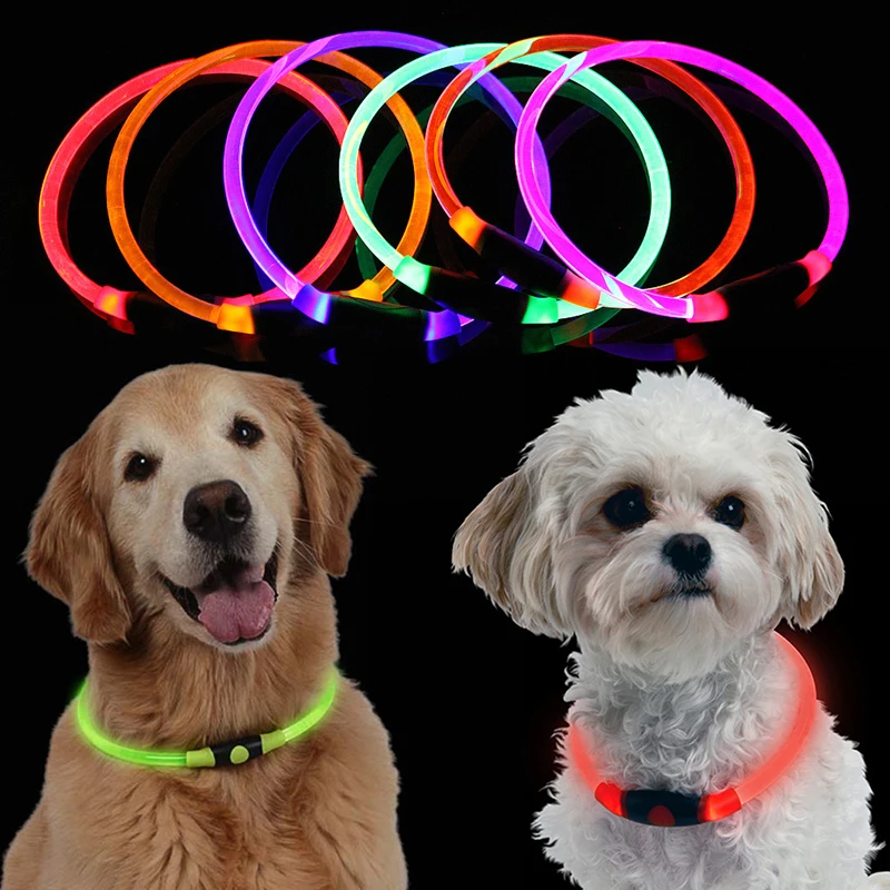 Светодиодный ошейник для собак светящийся ночью полностью светящиеся ошейники