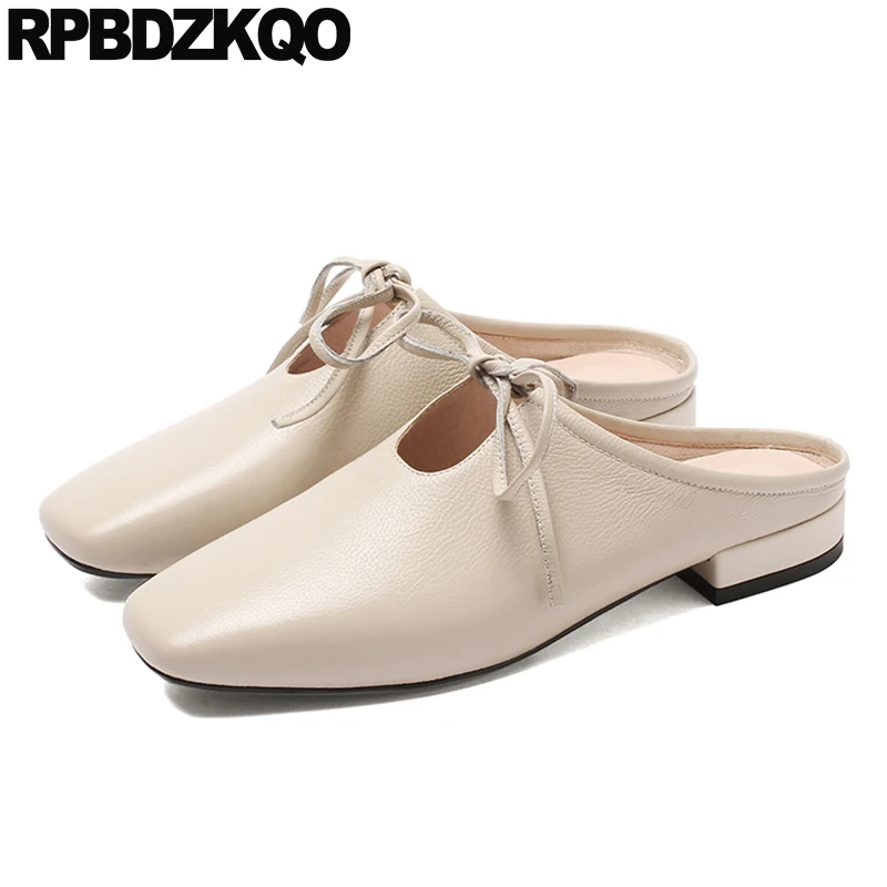 Мюли женские с квадратным носком летние дизайнерские сандалии бантом дышащие на