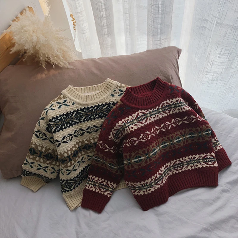 Осенне зимние детские свитера Рождественский свитер унисекс для мальчиков и