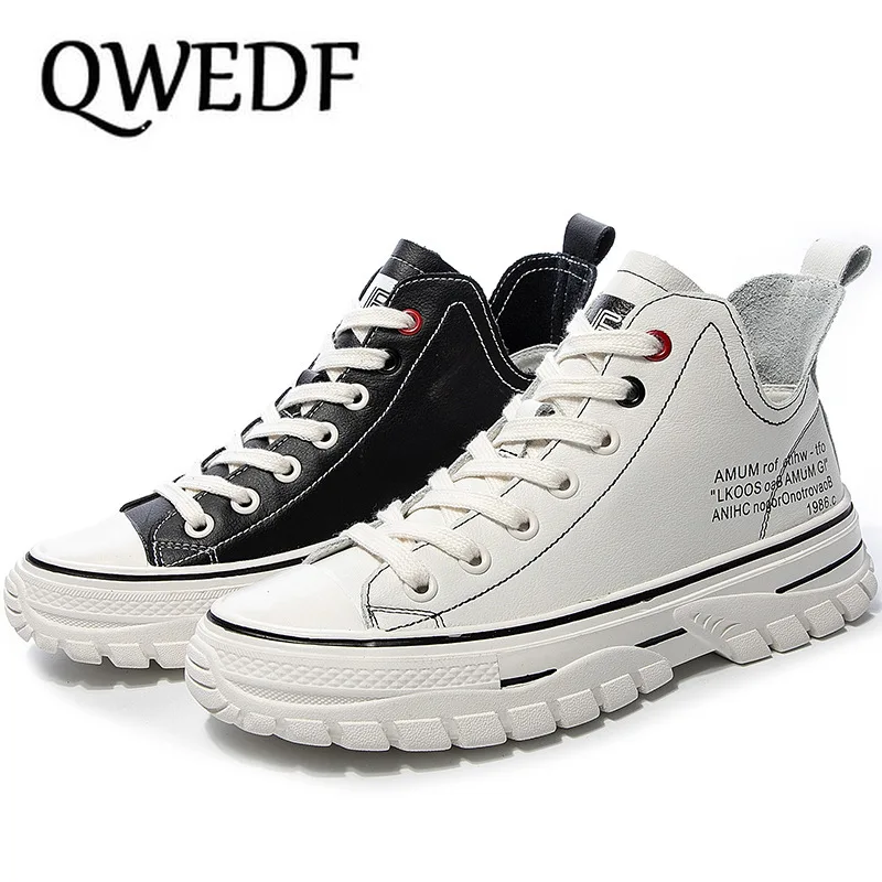 

2019 Shoes Women New Spring PU Leather Women Casual Shoes Lace-Up Women Fashion Shoes Platform Flats High top Women Shoes X9-35