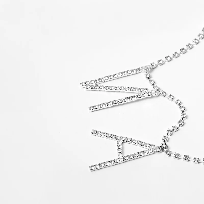 Цепочка женская с буквенным цирконом пикантный однослойный кулон на талию