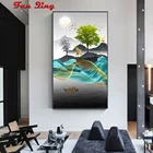 Алмазная картина Скандинавский современный абстрактный пейзаж Золотой олень, горы, вода 5d diy Алмазная вышивка крестиком домашний декор