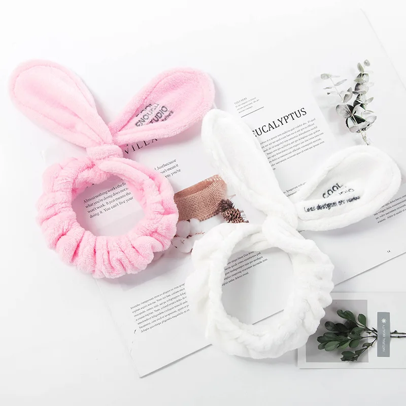Новинка 2020 милые фланелевые мягкие Банни для ушей повязки макияжа женские волос