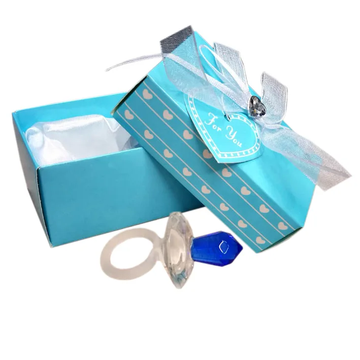 100pcs/lot crystal gift of Crystal blue /pink pacifier Baby Shower favors Christening gifts | Дом и сад
