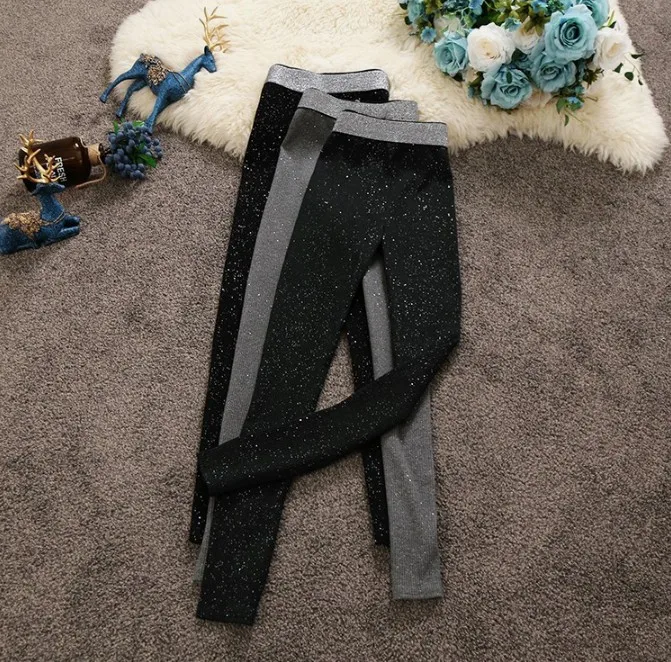 Женские эластичные брюки с высокой талией повседневные яркие леггинсы из шелка