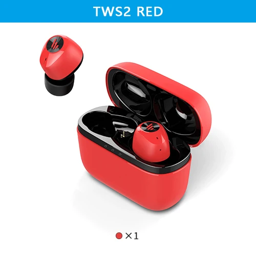 Красный EDIFIER TWS2 TWS наушники Bluetooth V5.0 IPX4 до 12 часов воспроизведения Многофункциональные Беспроводные наушники с управлением - Цвет: Красный