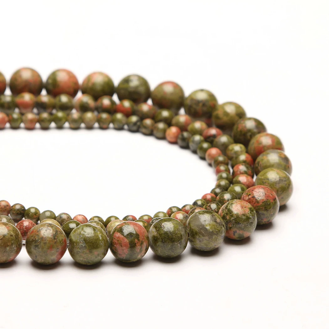 

Natural unakite 4-12mm round Gemstone beads for 925 sterling silver Jewelry Making Necklace Bracelet 15inch ICNWAY