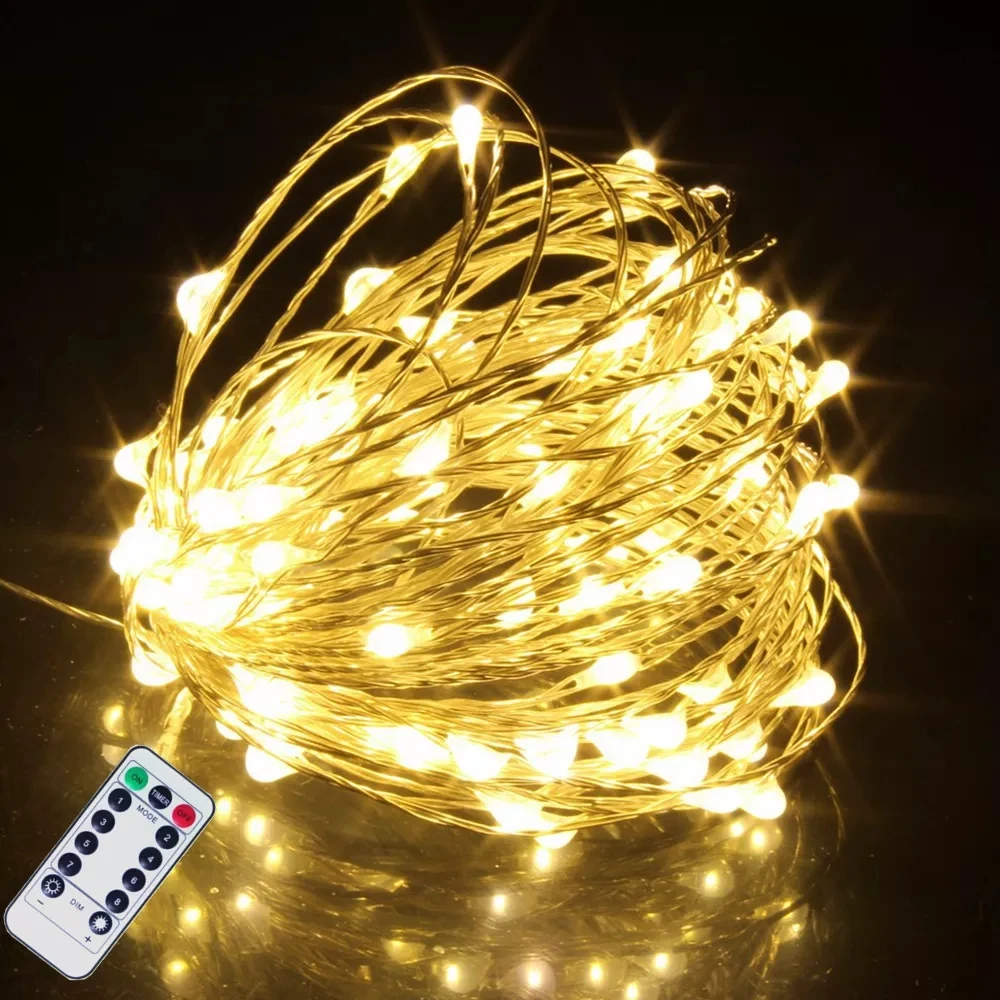

Remote Control Silver Wire Led String Lights 5-20M Waterproof Home Garden Wedding Christmas Party Outdoor Patio Decoration Light