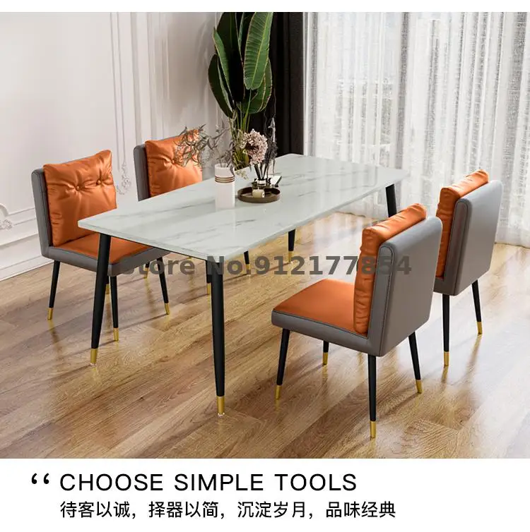 Кожаный обеденный стул в скандинавском стиле домашний стол для спальни кресло