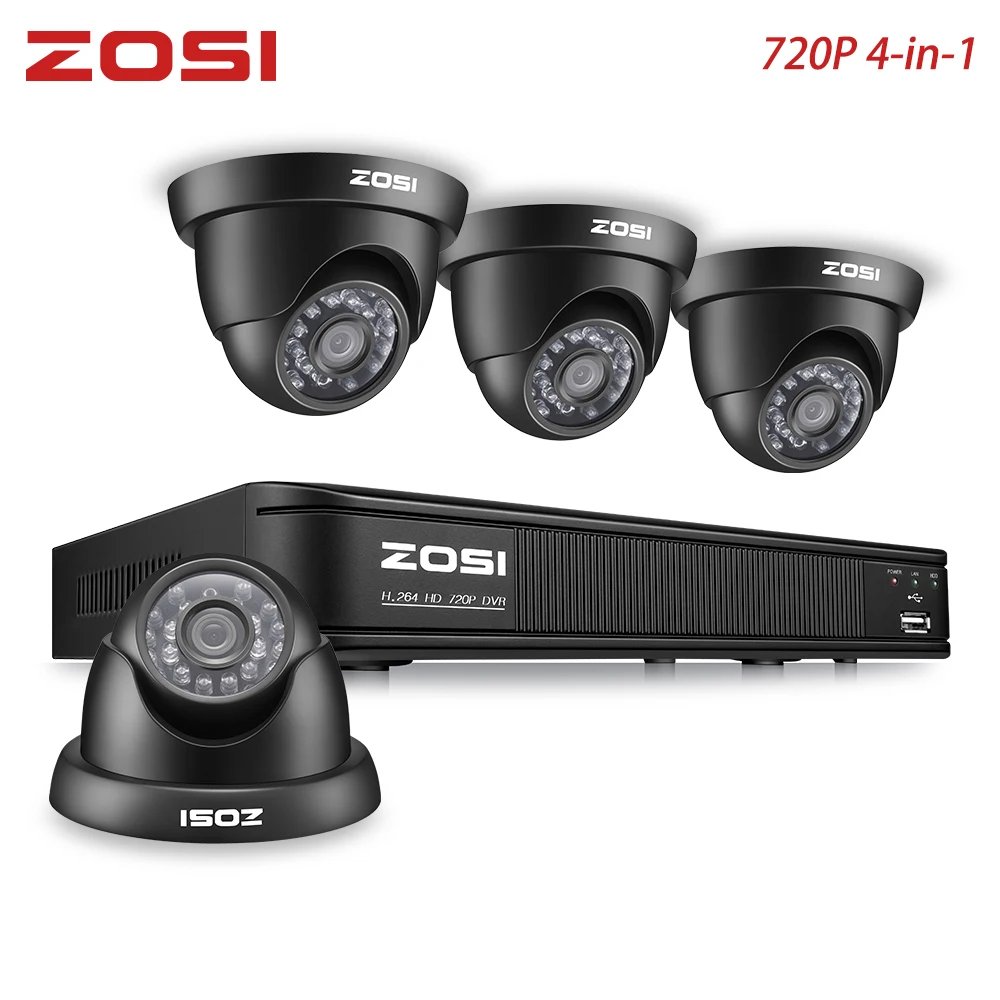 ZOSI 8CH CCTV система 8CH сеть TVI DVR 4 шт. 1280TVL ИК Всепогодная система камер домашней безопасности наблюдения DVR комплект
