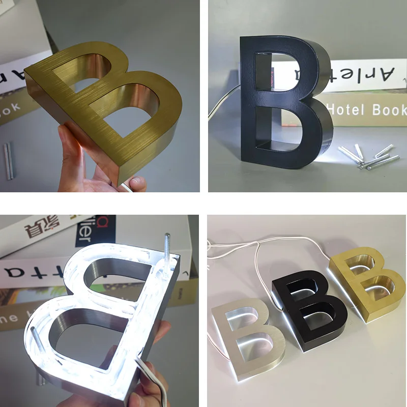 Водонепроницаемый металлический 3D LED номер дома пластин из нержавеющей стали на
