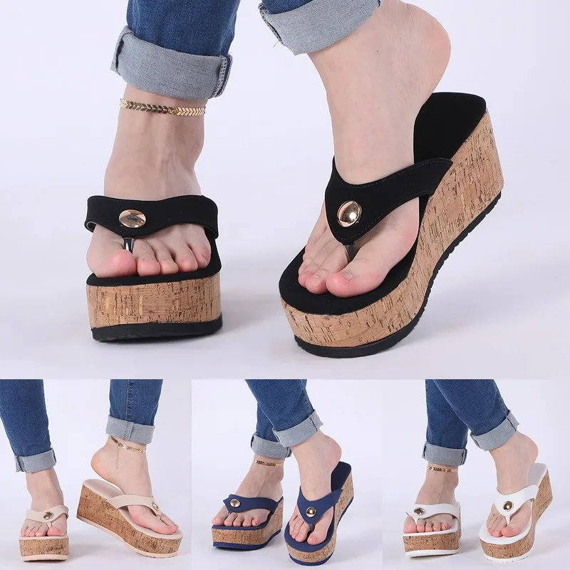 

Summer Women Sandals High Heels Thick Bottom Shoes Casual Ladies Leisure Wedges Sandals Woman Shoes Platform Mules Slippers