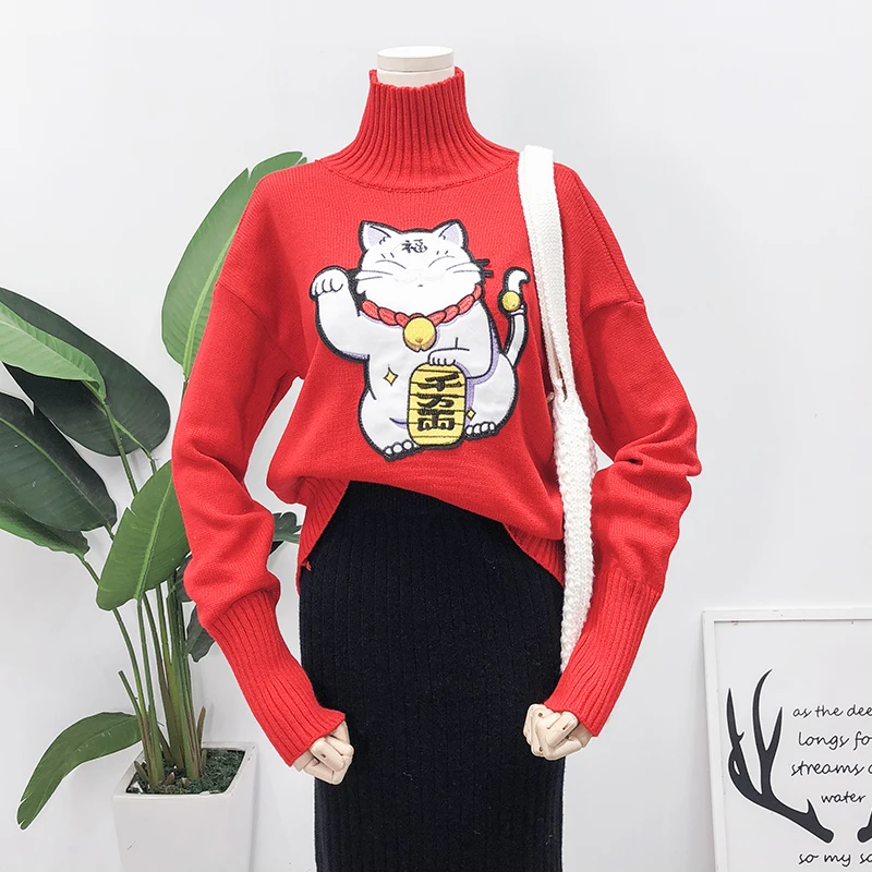 Свитер женский трикотажный с высоким воротником на осень/зиму | Женская одежда