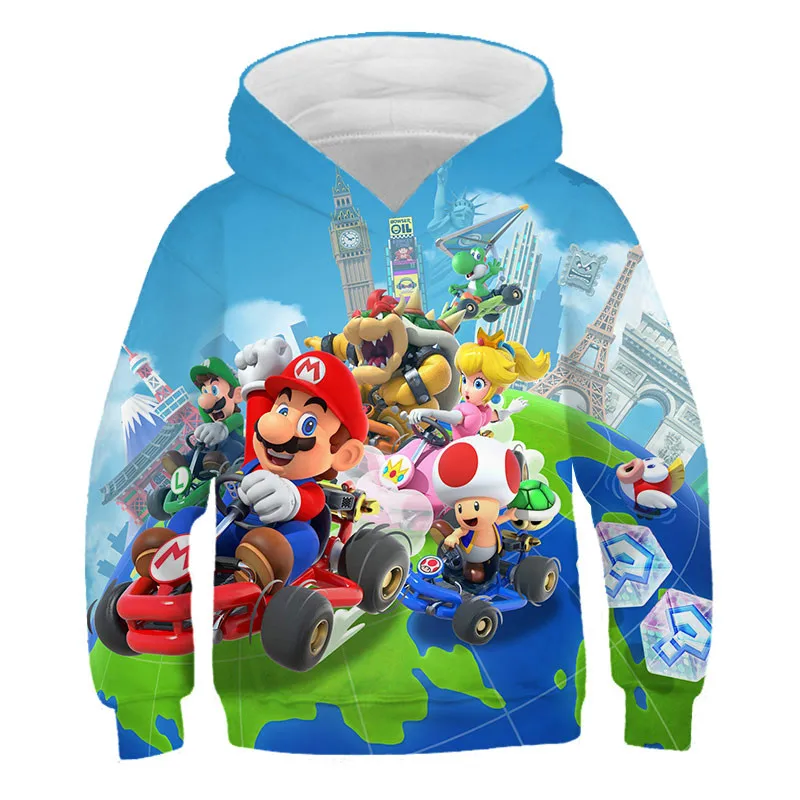 

Mario Men's3D Super Hooded Sweatshirt Casual Cartoon Printed Clothing Spring and Autumn Jogging Clothes Fashion Anime Sweatshirt