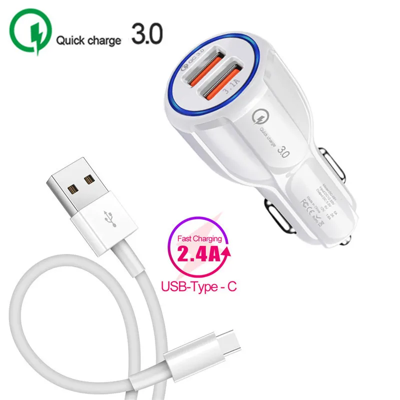 Зарядное устройство USB для Samsung S9 A51 A8 2018 A3 A5 A7 2017 QC 3 0 автомобильный адаптер типа C