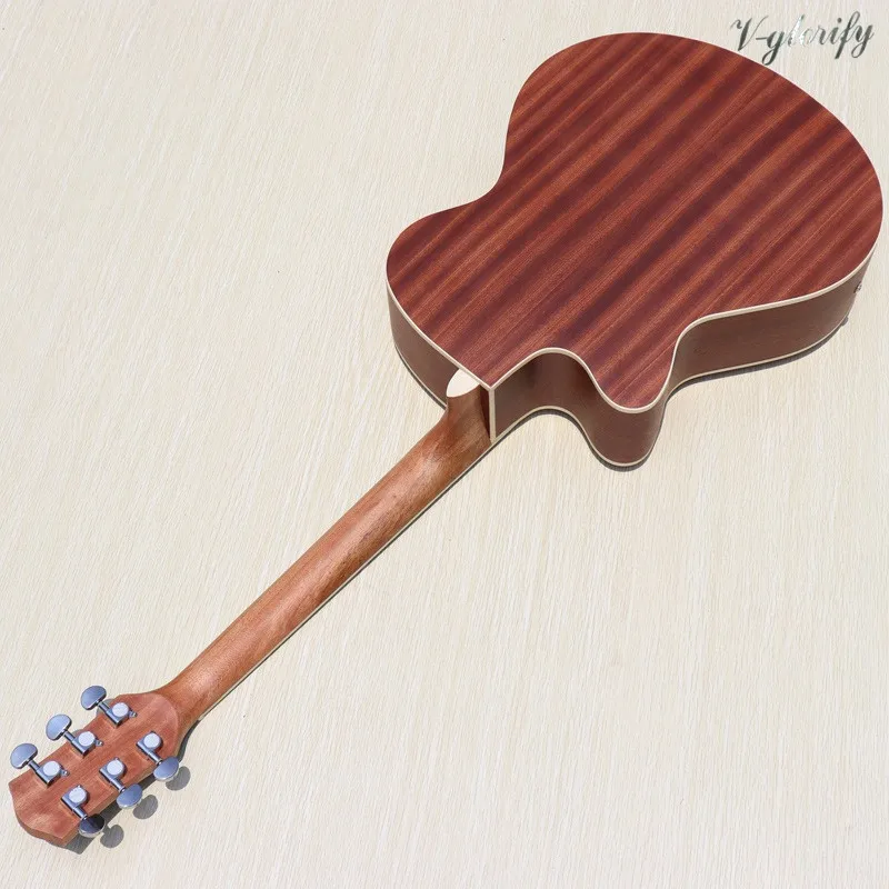akustische gitarre 40 inch elektrische akustische gitarre voll okoume holz 6 string hochglanz cutaway design folk gitarre mit eq free global shipping