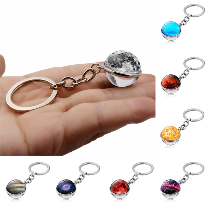 

Starry Sky Key Chain Gem Luminous Two-Sided Harajuku Keychains Universe Glass Key Ring Gift Boyfriend Key Accessories Souvenir