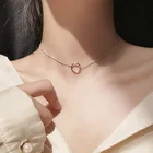Женское Ожерелье из стерлингового серебра 925 пробы с подвеской в виде круглого круга в минимализме, модная цепочка до ключиц, эффектное ожерелье