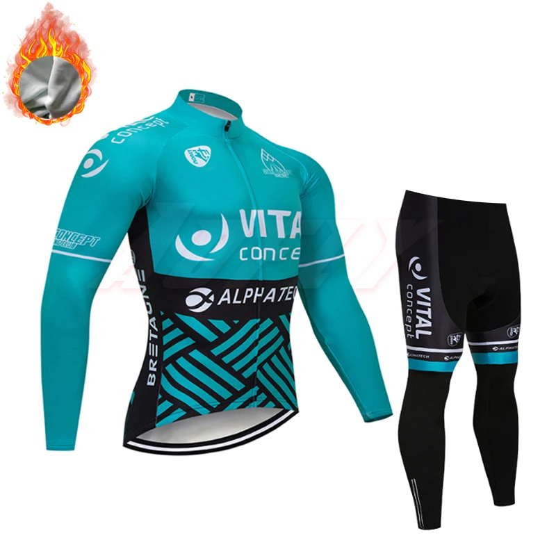 Strapless fleece Новая команда VITAL Велоспорт Джерси нагрудники брюки набор Ropa Ciclismo мужские зимние термо флис pro велосипедная куртка Майо Одежда Белый Черный - Цвет: Strapless fleece