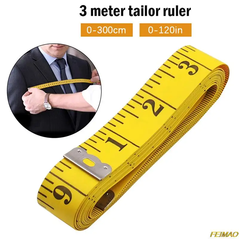 

Durable Soft PVC 3 Meter 300 CM Sewing Tailor Tape Body Measuring Measure Ruler Body Measuring Ruler
