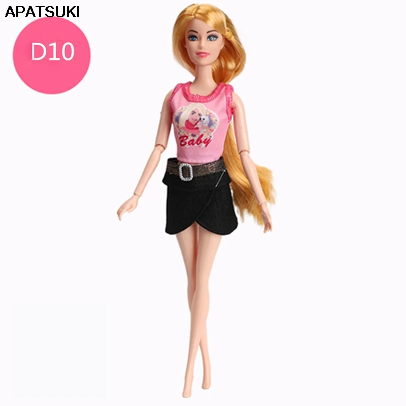

Lovely Pink Shirts Vest Tank Tops & Black Shorts Trousers For Barbie Doll Fashion Clothes Outfits Dollhouse Accessories Kid Toy