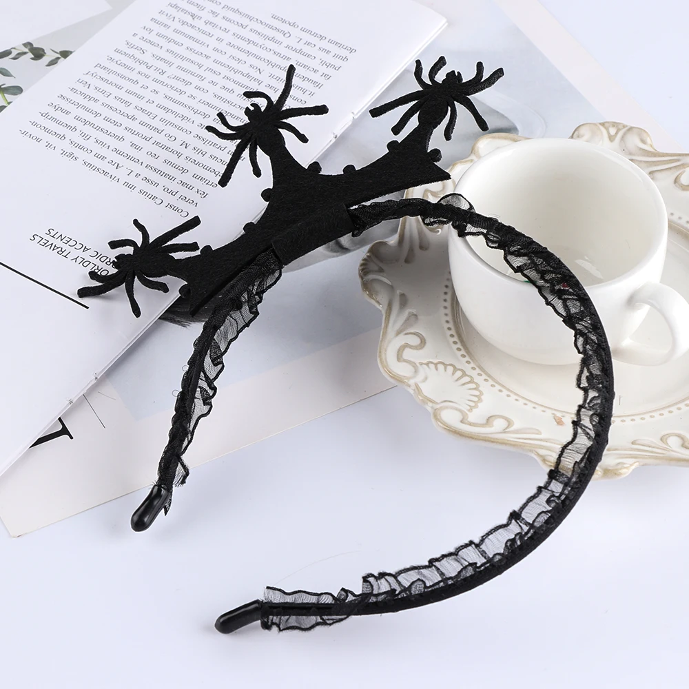 Новинка бандана для готов Дьявол Рог волос обруч паук маска с вуалью Hairband Хэллоуин Косплей головные уборы вечерние аксессуары для волос