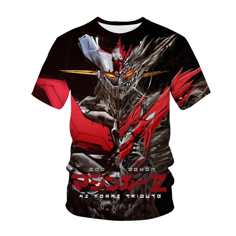 

2021 3D Print Sci-fi Anime Mazinger Z T-shirt Robot Man's T-shirt Summer Short Sleeve harajuku Shirt Armored Warrior Top Tees