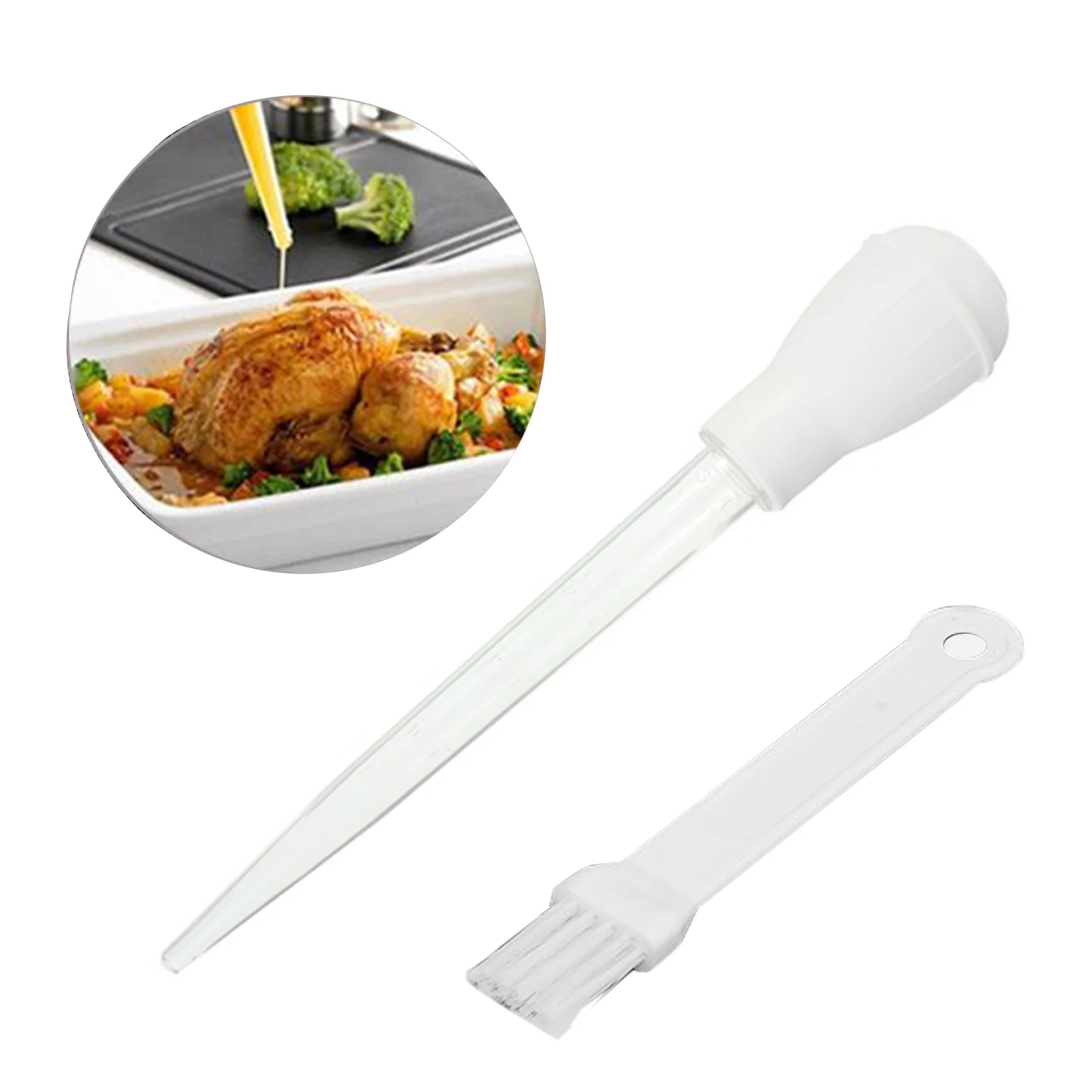 

Portable Baking BBQ Gadgets Transparent Dropping Kitchen Tools Non Sticky Practical Graduated Oil Brush Pipe Set
