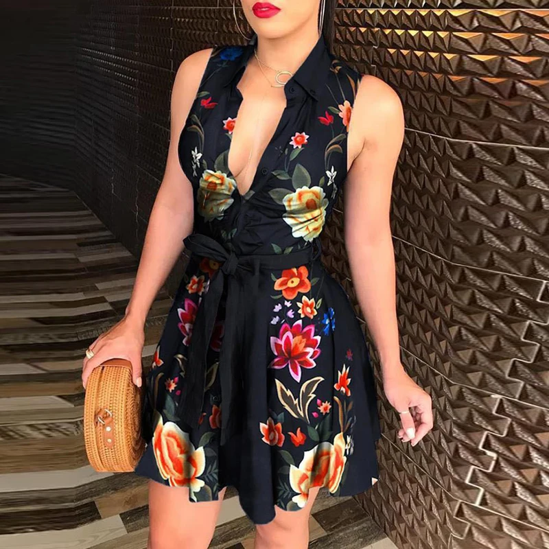 

Women Chain Print Long Sleeve Dress Casual Bandage Mini A-line Dresses Sexy Party Summer Feminias Vestidos Female Sleepwear