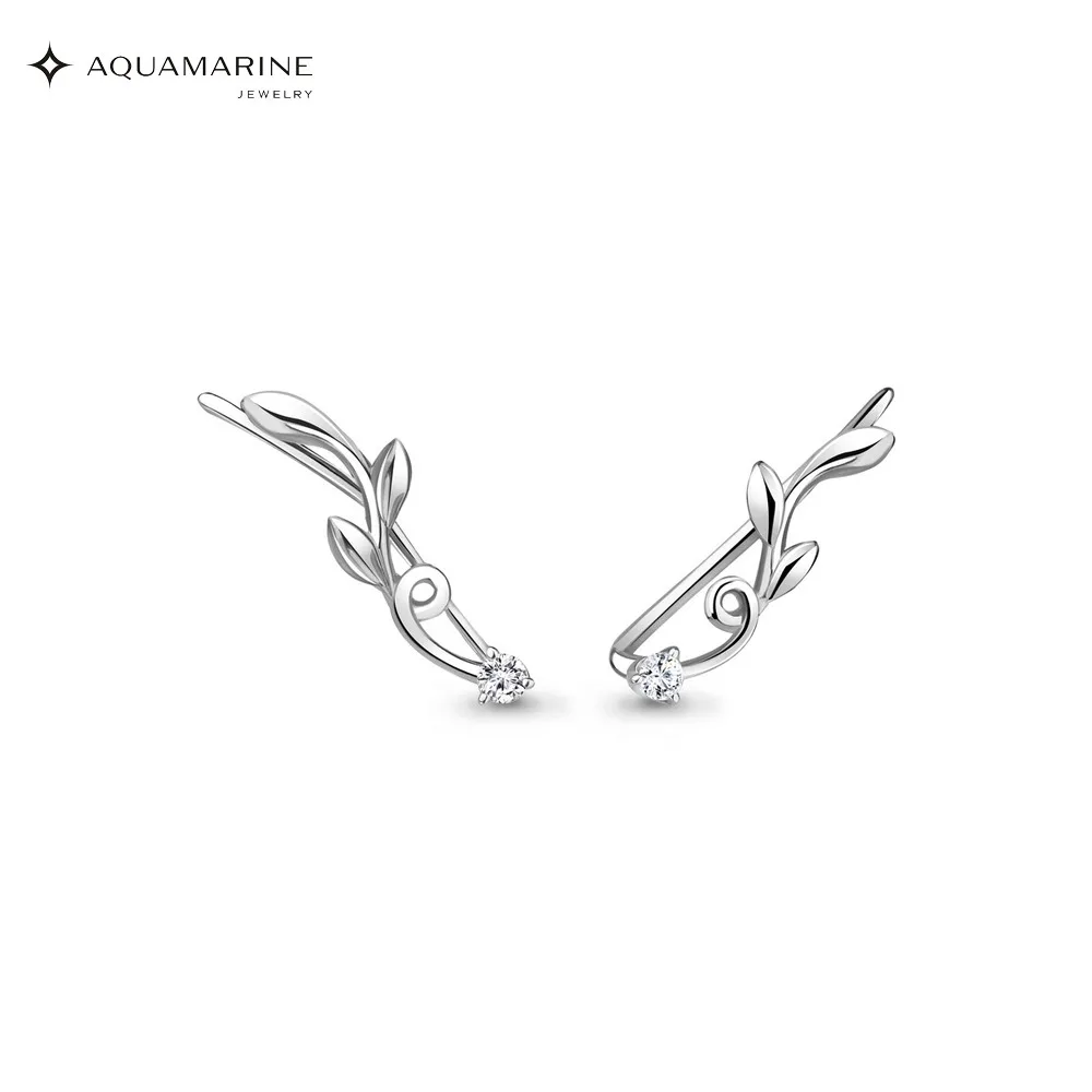 Серьги-эльфы AQUAMARINE с фианитами Серебро 925 пробы | Украшения и аксессуары
