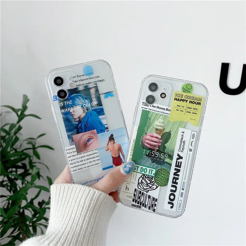 

Cute Clear Milk Tea Barcode Label Phone Case For iPhone 11 Pro Max X Xs Max XR 7 8 Puls SE 2020 Cases Cute Soft Silicone Cover