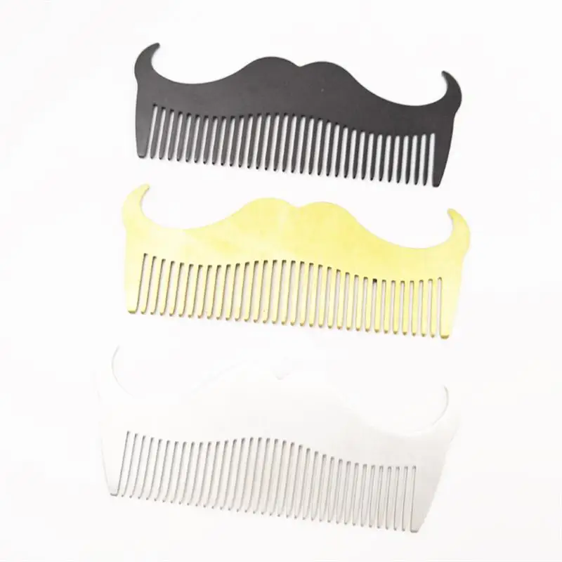 

2pcs Stainless Steel Men Beard Comb Salon Brush Goatee Comb Hairdressing Comb Hair Styling Comb (Silver + Black)
